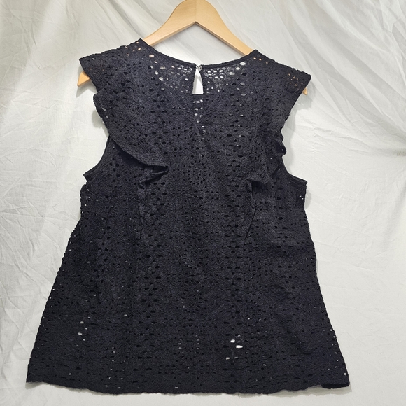 The Loft Black Lacy Top Size Large - Picture 6 of 6